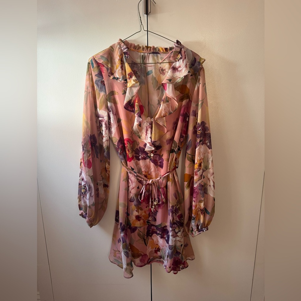 Zara Floral Ruffle Mini Dress - Multicolor